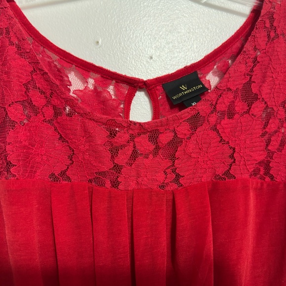 Worthington Red Sleeveless Lace Blouse - Picture 4 of 8